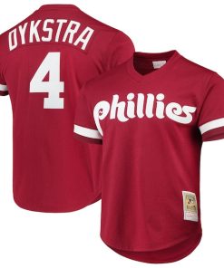 Lenny Dykstra Philadelphia Phillies Cooperstown Collection Mesh Batting Practice Jersey - Scarlet