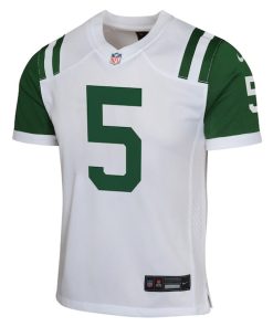 Alternative view of Garrett Wilson New York Jets Nike Youth Classic Alternate Game Jersey - White