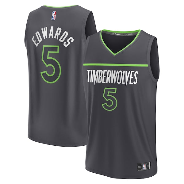 Anthony Edwards Minnesota Timberwolves Fast Break Replica Player Jersey - Statement Edition - Anthracite