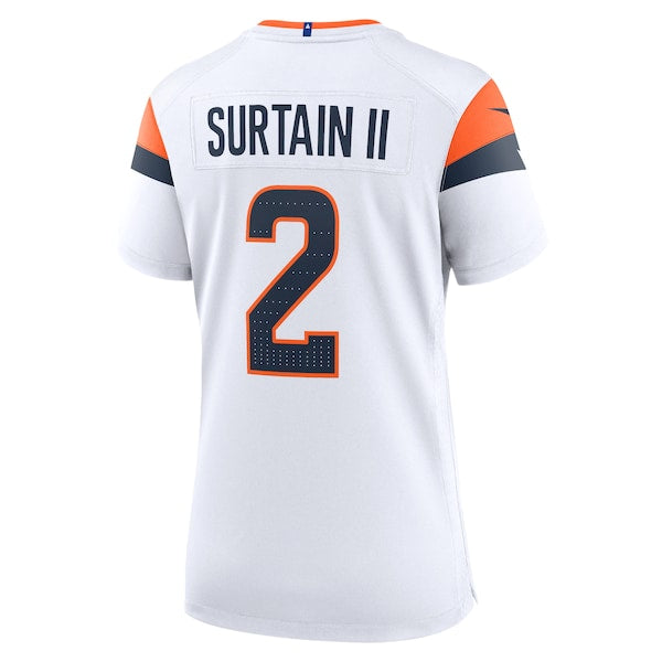 Patrick Surtain II Denver Broncos Nike Women's Game Jersey - White/Navy/Orange - Image 4
