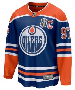 Alternative view of Connor McDavid Edmonton Oilers  2025 Stanley Cup Final Home Breakaway Jersey - Royal