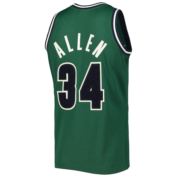 Ray Allen Milwaukee Bucks 2000/01 Hardwood Classics Off-Court Swingman Jersey - Hunter Green - Image 3
