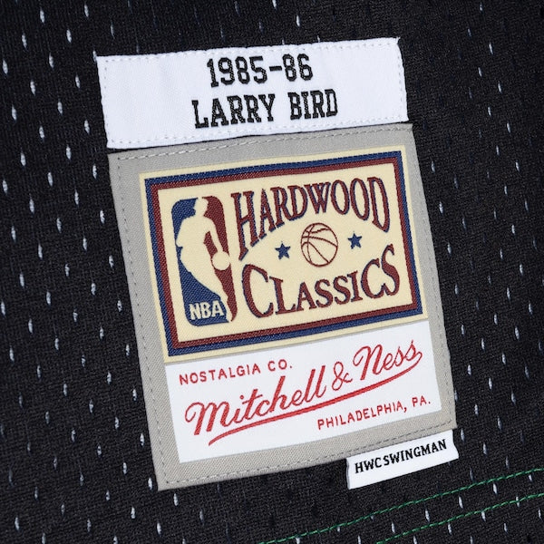 Larry Bird Boston Celtics Hardwood Classics 1985/86 Split Swingman Jersey - Black/Kelly Green - Image 4