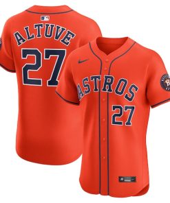Alternative view of Jose Altuve Houston Astros Nike Alternate Elite Player Jersey - Orange/Navy