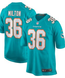 Mark Milton Miami Dolphins Nike Game Jersey - Aqua