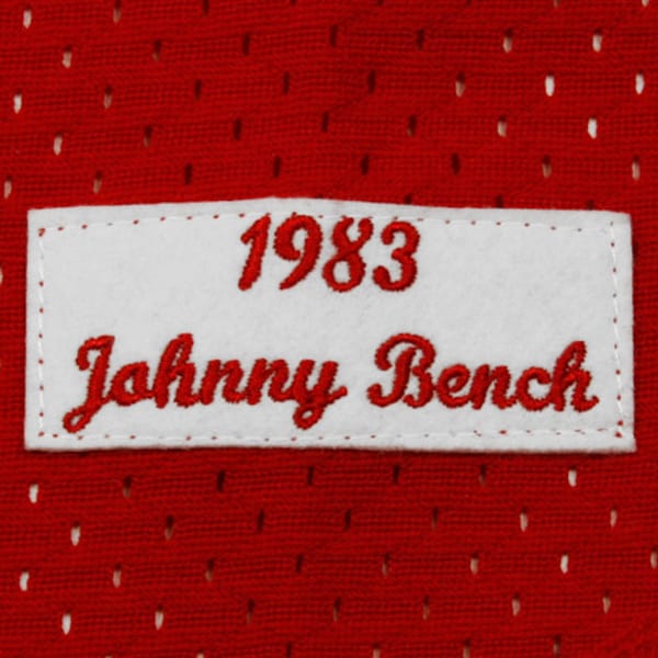 Johnny Bench Cincinnati Reds 1983 Authentic Copperstown Collection Mesh Batting Practice Jersey - Red - Image 7