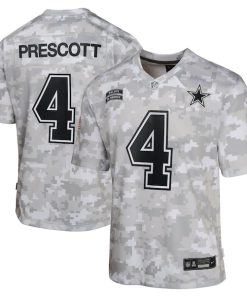 Dak Prescott Dallas Cowboys Nike Youth 2024 Salute to Service Game Jersey - Arctic Camo
