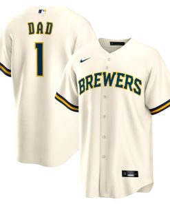 Milwaukee Brewers Nike #1 Dad Home Replica Jersey - White