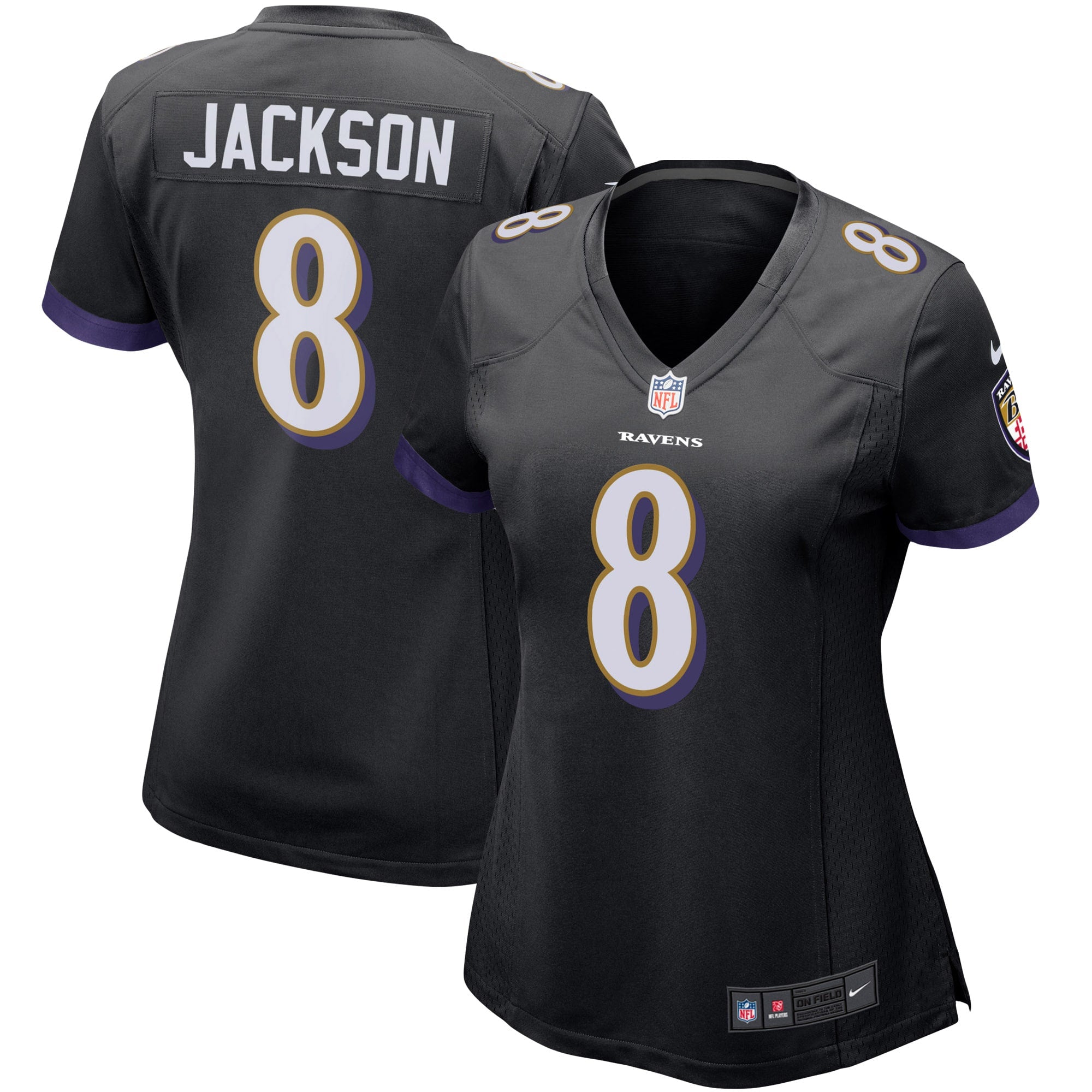 Lamar Jackson Baltimore Ravens Nike Women's Alternate Game Player Jersey - Purple/Black/White - Image 4