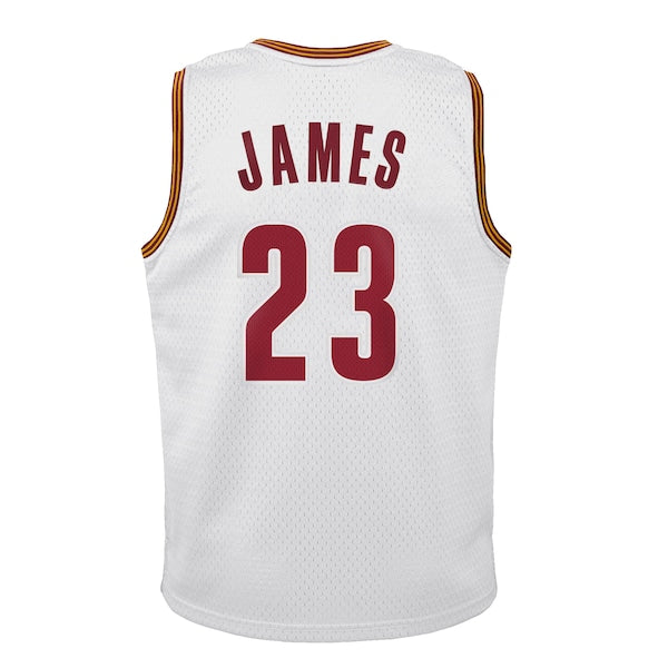 LeBron James Cleveland Cavaliers Youth 2015-16 Hardwood Classics Swingman Throwback Home Jersey - White - Image 3