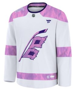Alternative view of Carolina Hurricanes  2024 Hockey Fights Cancer Practice Jersey - White