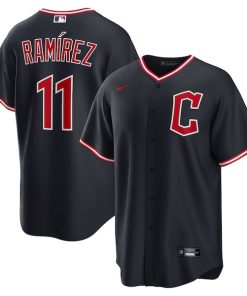 Alternative view of Jos¨¦ Ram¨ªrez Cleveland Guardians Nike Alternate Replica Jersey - Navy/Red