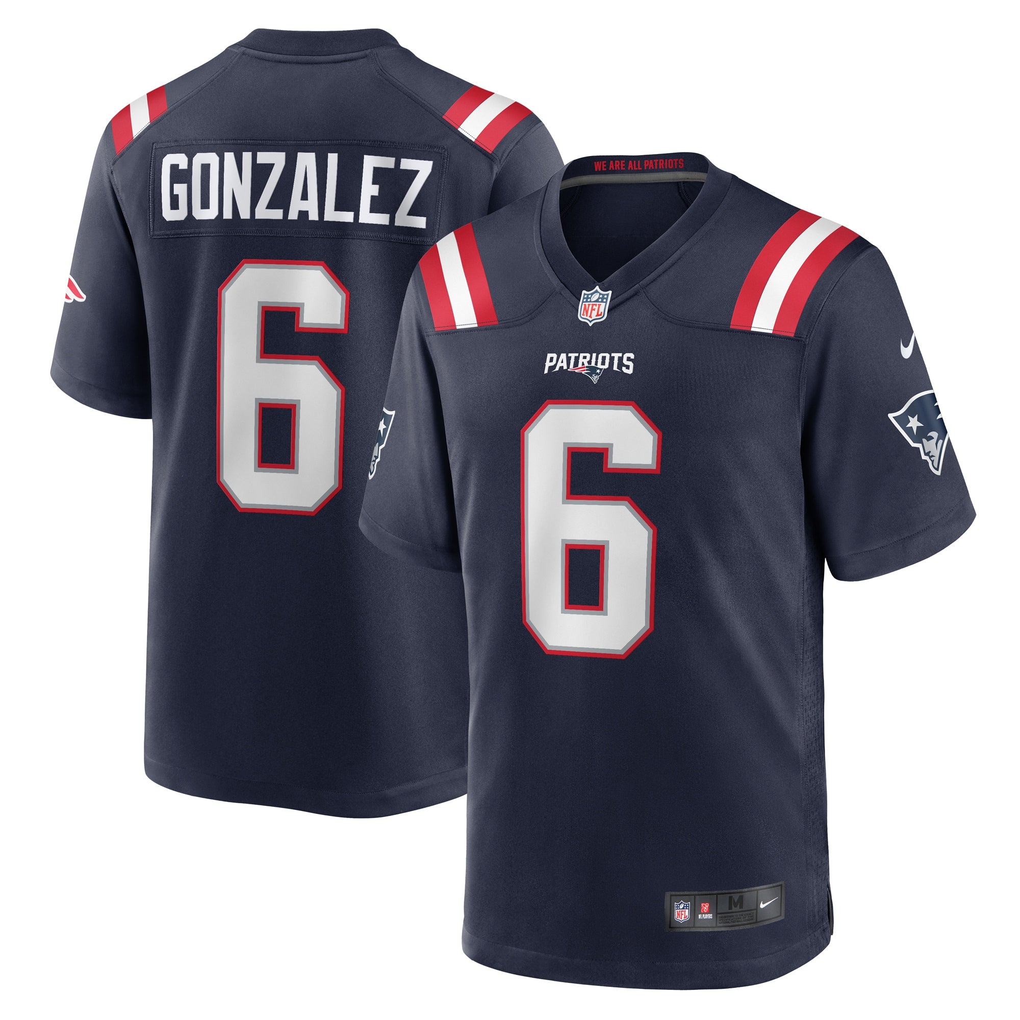 Christian Gonzalez New England Patriots Nike Game Jersey - White/Navy/Red - Image 7