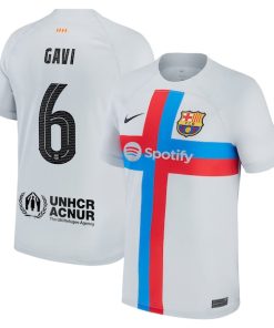 Gavi Barcelona Nike 2022/23 Third Breathe Stadium Replica Player Jersey - Gray