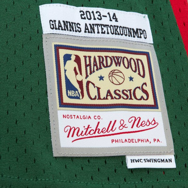 Giannis Antetokounmpo Milwaukee Bucks 2013/14 Hardwood Classics Swingman Jersey - Hunter Green - Image 7