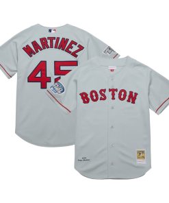 Pedro Martinez Boston Red Sox 2004 Cooperstown Collection Authentic Throwback Jersey - Gray