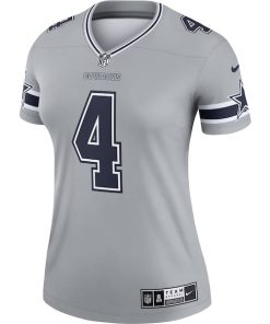 Alternative view of Dak Prescott Dallas Cowboys Nike Women's Inverted Legend Jersey - Gray
