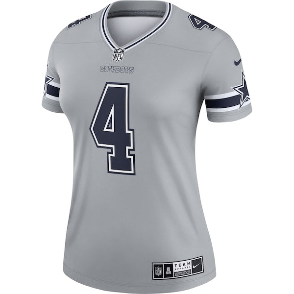 Dak Prescott Dallas Cowboys Nike Women's Inverted Legend Jersey - Gray - Image 2