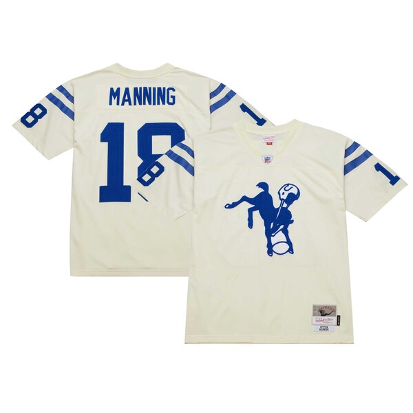 Peyton Manning Indianapolis Colts Chainstitch Legacy Jersey - Cream - Image 2