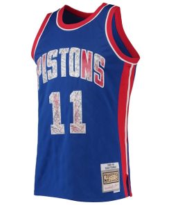 Alternative view of Isiah Thomas Detroit Pistons 1988/89 Hardwood Classics NBA 75th Anniversary Diamond Swingman Jersey - Blue