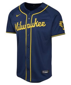 Alternative view of Milwaukee Brewers Nike Youth Alternate Limited Jersey - Navy