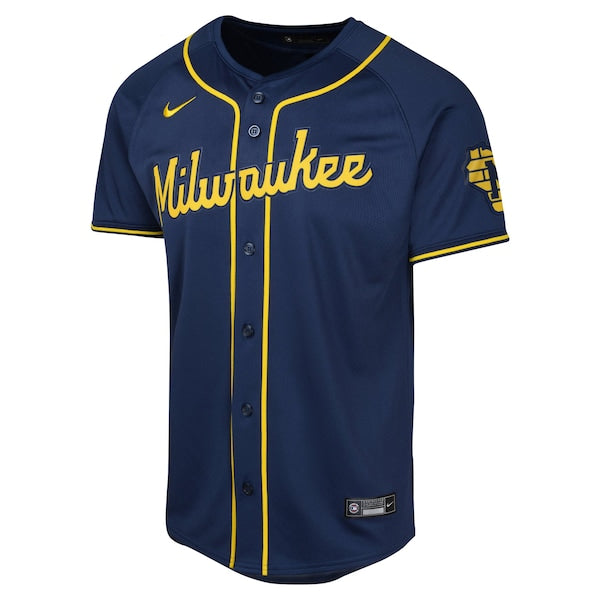 Milwaukee Brewers Nike Youth Alternate Limited Jersey - Navy - Image 2