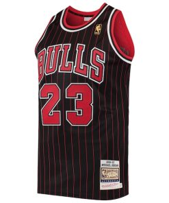 Alternative view of Men's Chicago Bulls Michael Jordan Black 1996/97 Hardwood Classics Authentic Jersey