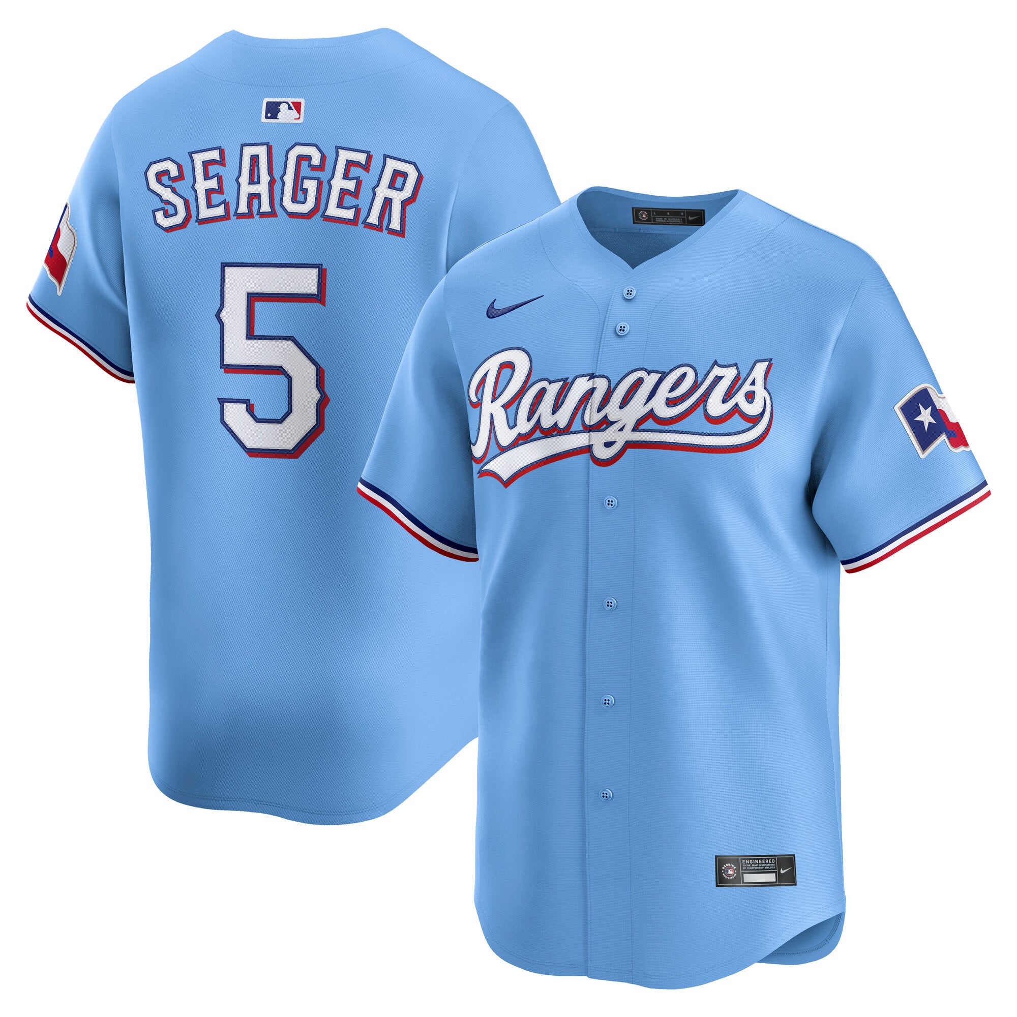 Corey Seager Texas Rangers Nike Alternate 2 Limited Jersey - Royal/Light Blue - Image 6