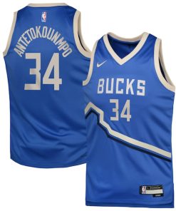 Giannis Antetokounmpo Milwaukee Bucks Nike Youth 2024/25 Swingman Player Jersey - City Edition - Royal