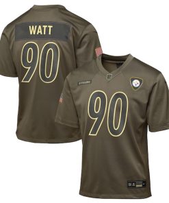T.J. Watt Pittsburgh Steelers Nike Youth 2025 Salute to Service Game Jersey - Olive