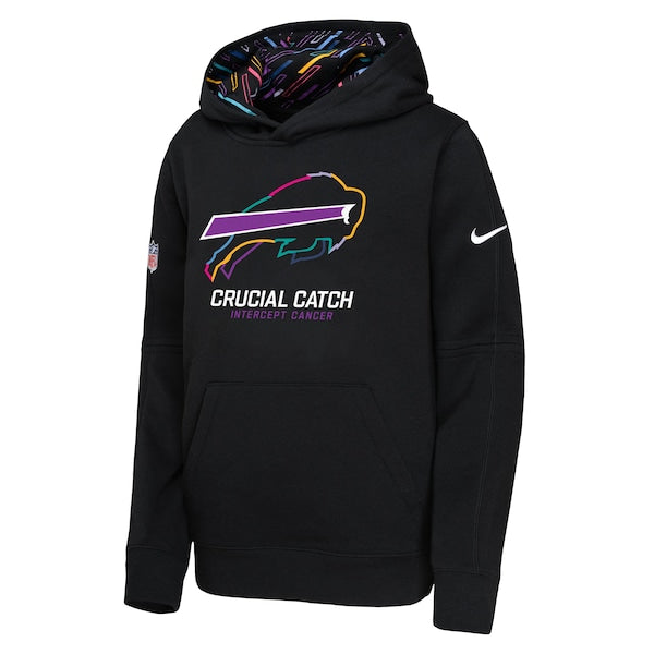 Buffalo Bills Nike Youth 2024 NFL Crucial Catch Pullover Hoodie - Black - Image 2