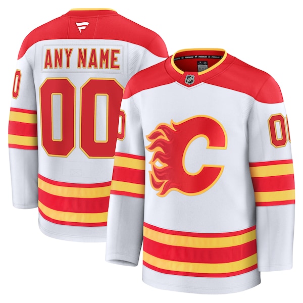Calgary Flames Away Premium Custom Jersey - White/Red/Black - Image 5