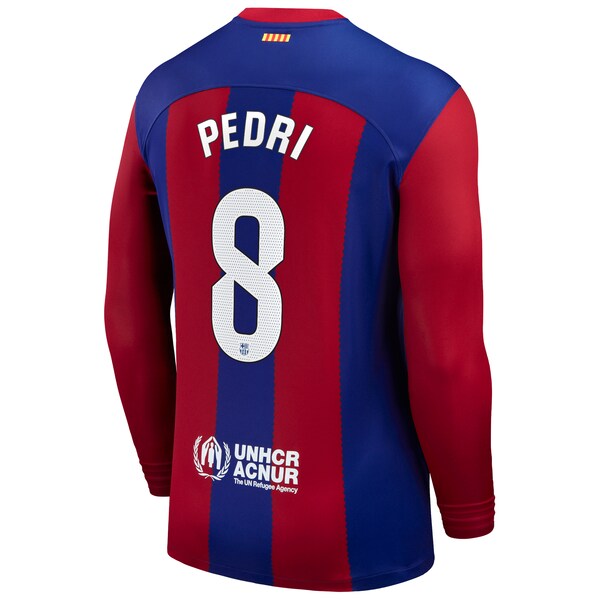 Pedri Barcelona Nike 2023/24 Home Replica Long Sleeve Jersey - Royal - Image 3