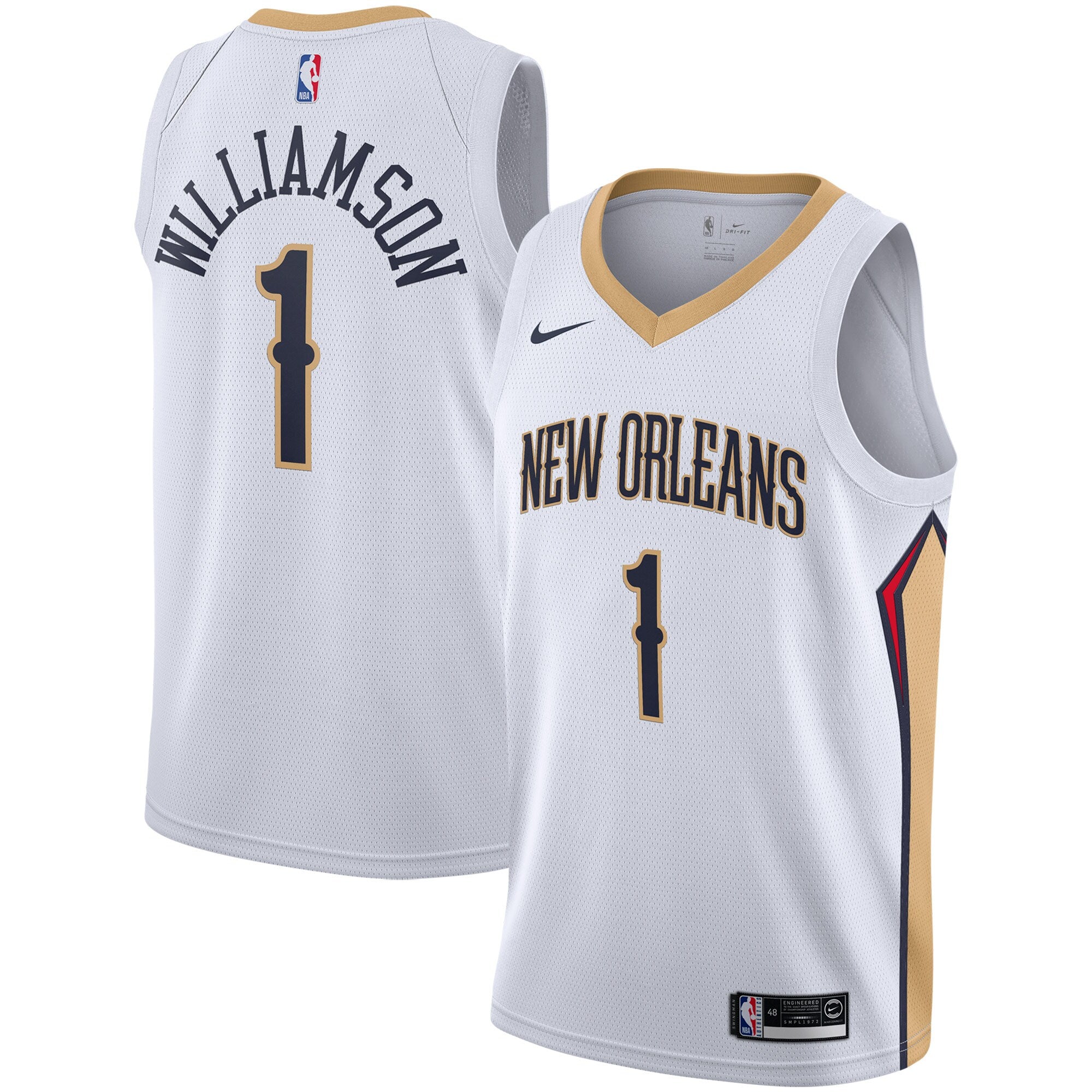 Zion Williamson New Orleans Pelicans Nike 2019 NBA Draft First Round Pick Swingman Jersey Navy - Icon Edition/White - Image 6