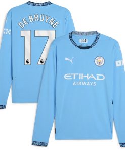 Kevin De Bruyne Manchester City Puma 2024/25 Home Replica Long Sleeve Player Jersey - Light Blue