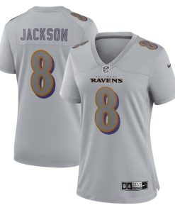 Lamar Jackson Baltimore Ravens Nike Women's Atmosphere Fashion Game Jersey - Gray