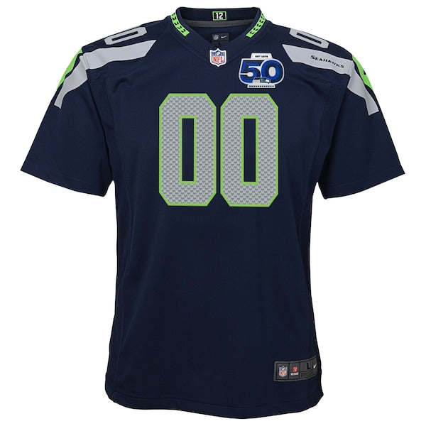 Seattle Seahawks Nike Youth 50th Season Team Custom Game Jersey - College Navy/Navy - Image 3