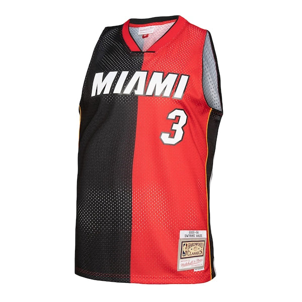 Dwyane Wade Miami Heat Hardwood Classics 2005/06 Split Swingman Jersey - Black/Red - Image 2