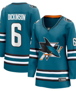 Sam Dickinson San Jose Sharks  Women's Home Breakaway Jersey - Teal