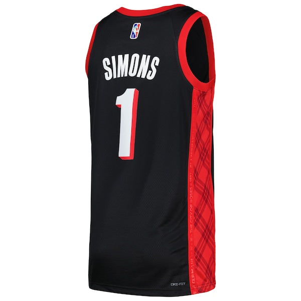 Anfernee Simons Portland Trail Blazers Nike Swingman Player Jersey - City Edition - Black/Red - Image 4