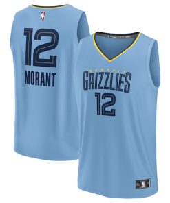 Ja Morant Memphis Grizzlies  Fast Break Replica Player Jersey - Statement Edition - Light Blue