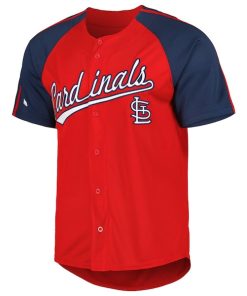 Alternative view of St. Louis Cardinals Stitches Button-Down Raglan Fashion Jersey - Red