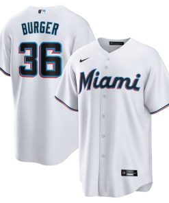 Jake Burger Miami Marlins Nike   Home Replica Team Jersey - White