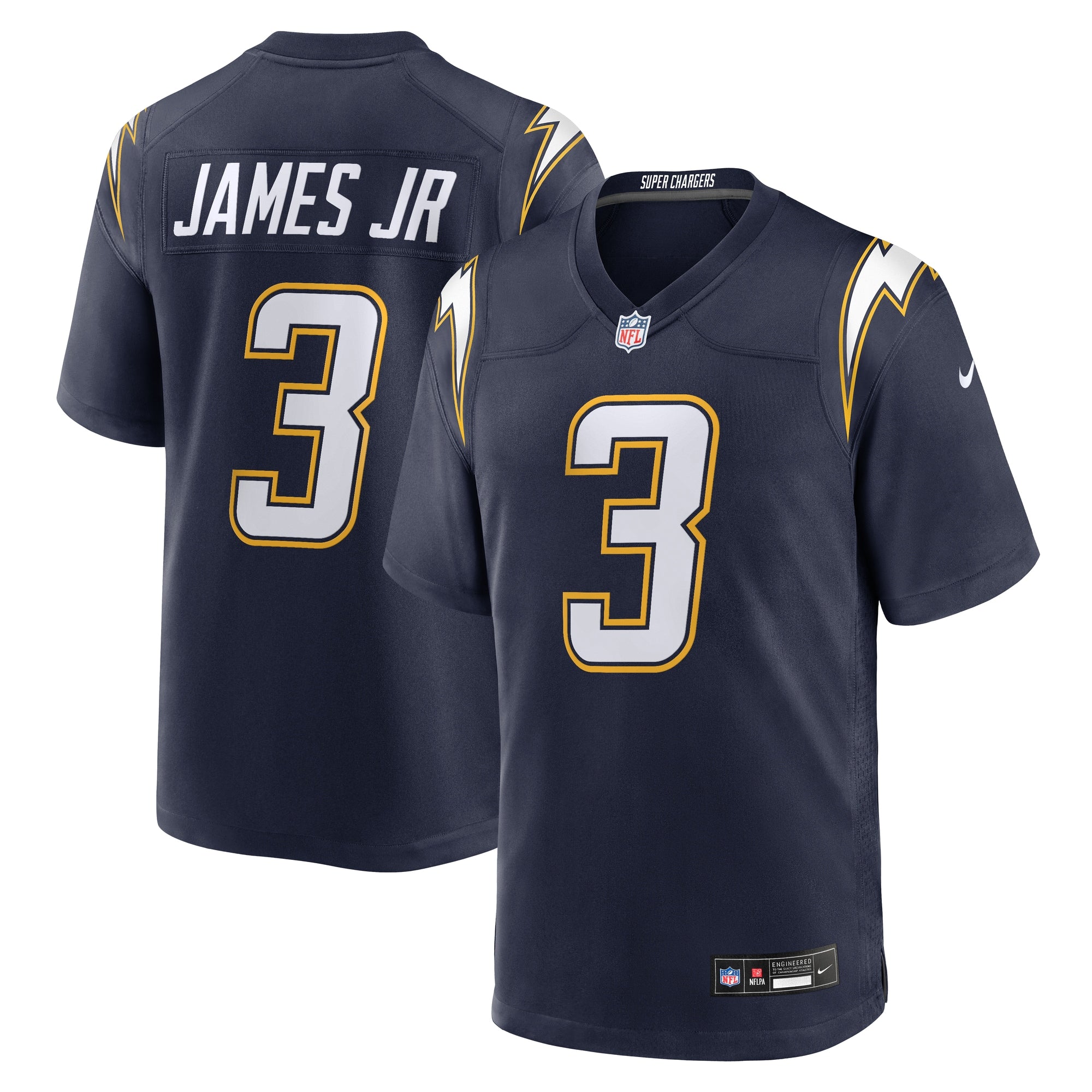 Derwin James Jr. Los Angeles Chargers Nike Alternate Charger Power Game Player Jersey - Gold/Navy - Image 6