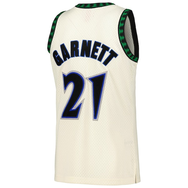 Kevin Garnett Minnesota Timberwolves Chainstitch Swingman Jersey - Cream - Image 3