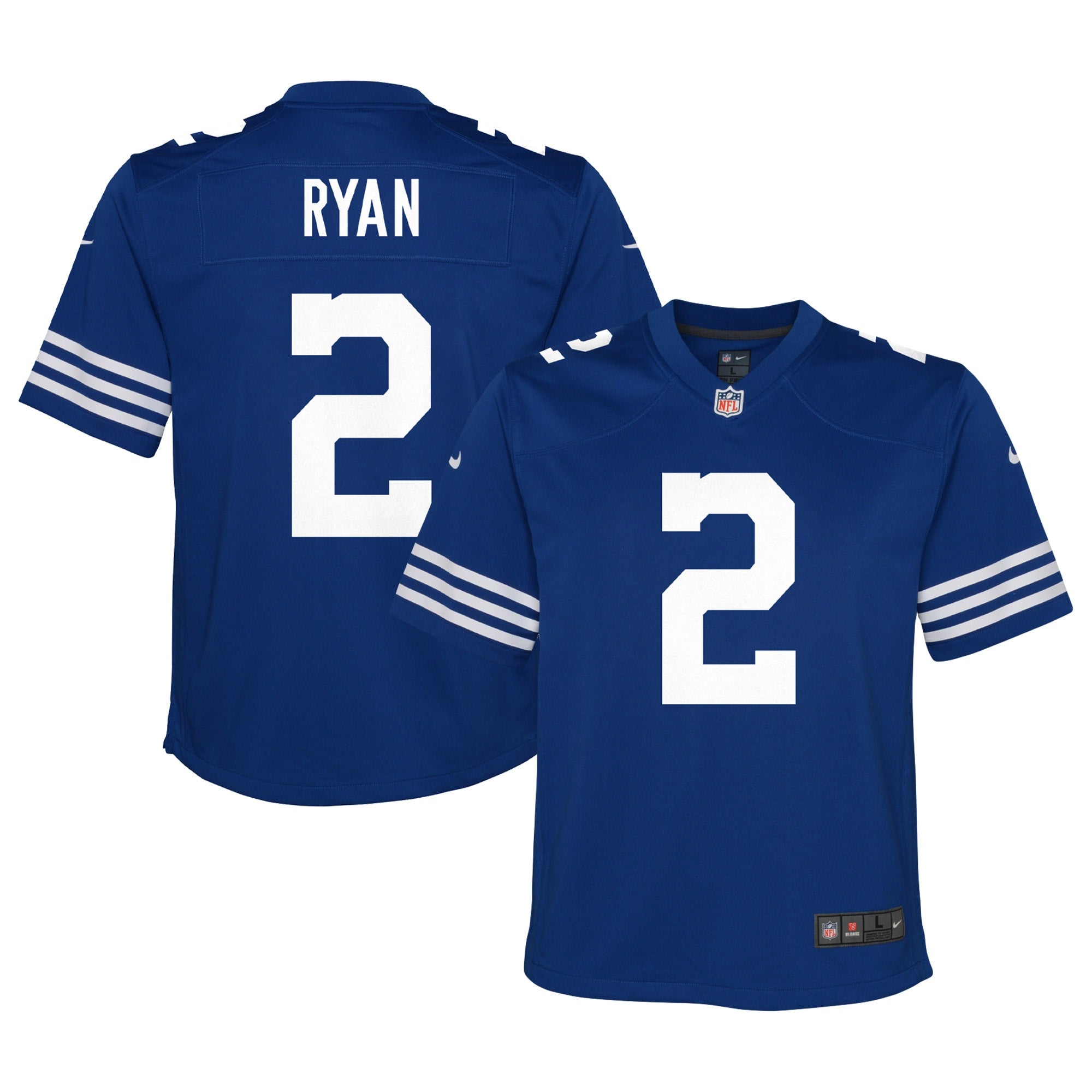 Matt Ryan Indianapolis Colts Nike Youth Away Game Jersey - White/Royal - Image 5