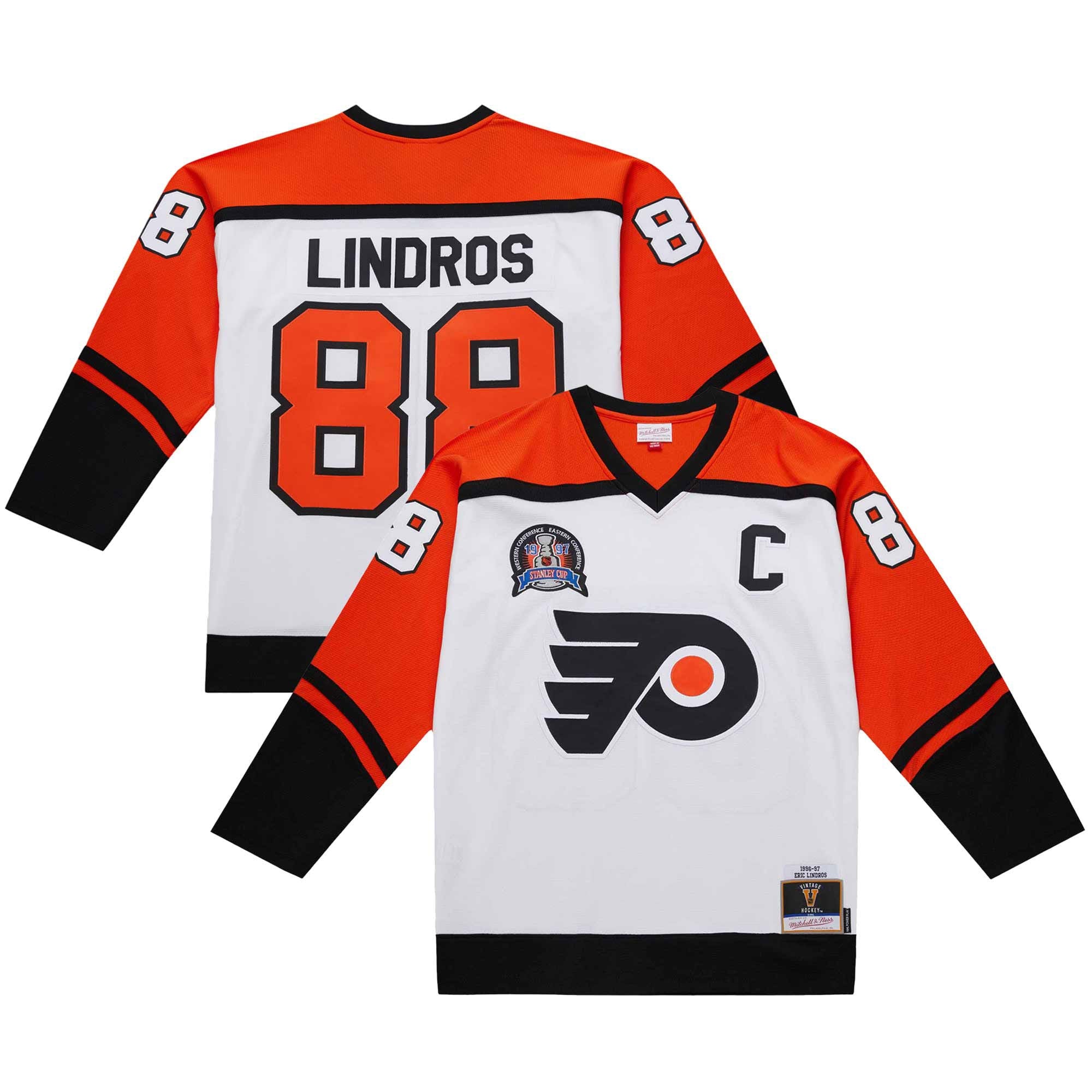 Eric Lindros Philadelphia Flyers 1996-97 Power Play Jersey - Orange/White - Image 8