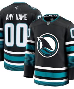 San Jose Sharks  Alternate Premium Custom Jersey - Black/Teal