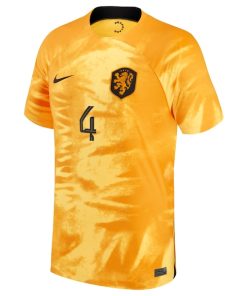 Alternative view of Virgil Van Dijk Netherlands National Team Nike 2022/23 Home Breathe Stadium Replica Player Jersey - Orange