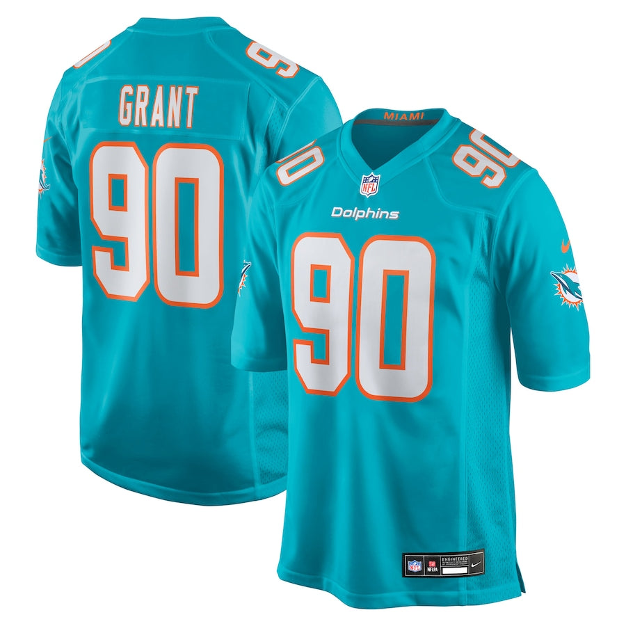 Kenneth Grant Miami Dolphins Nike 2025 NFL Draft First Round Pick Game Jersey - Aqua
